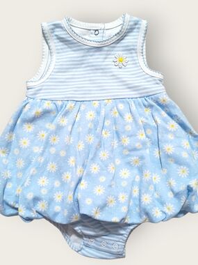 Little Me Light Blue Daisy Bubble Romper
